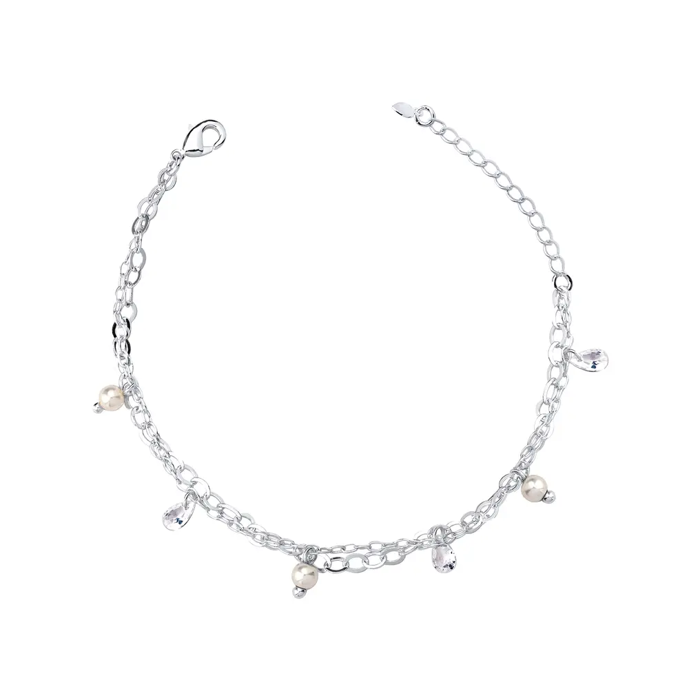 Pulseira Prata Leve Essence  Pérola Mini