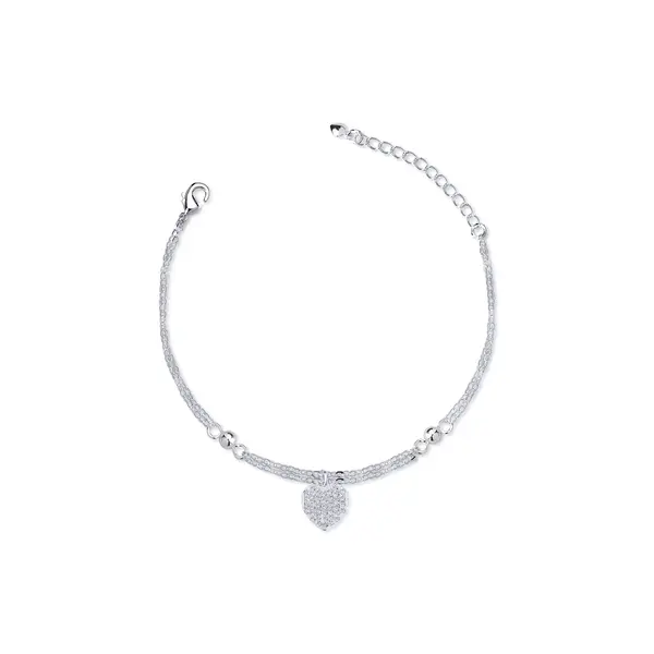Pulseira  Prata Leve Essence Coração Cravejado