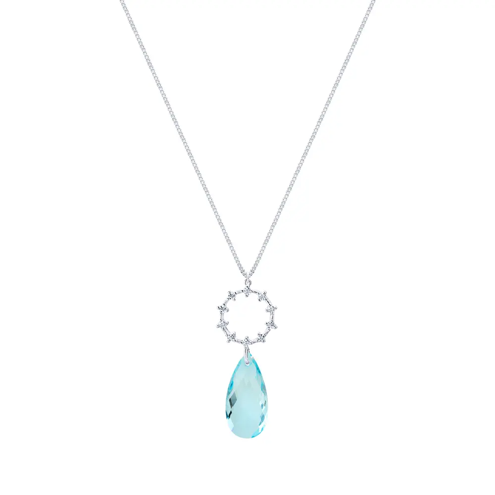 Colar Prata Leve Essence Gota Azul