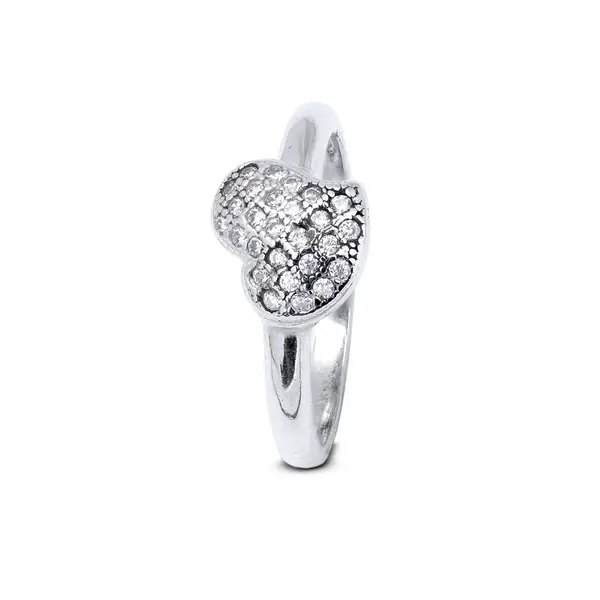 Anel Prata Coração Zircônias