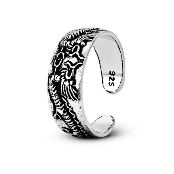 Anel Prata Falange Envelhecido