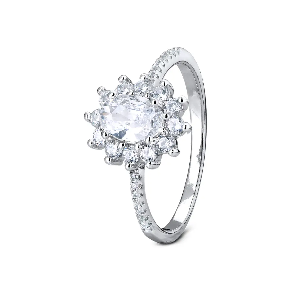 Anel Prata Rodinado Zircônias