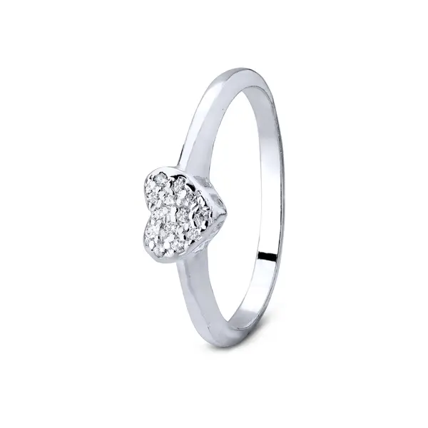 Anel Prata Coração Com Zircônias