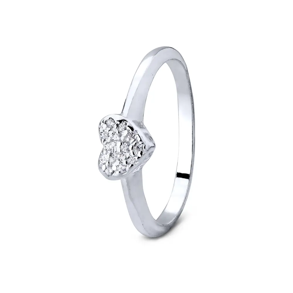 Anel Prata Coração Com Zircônias