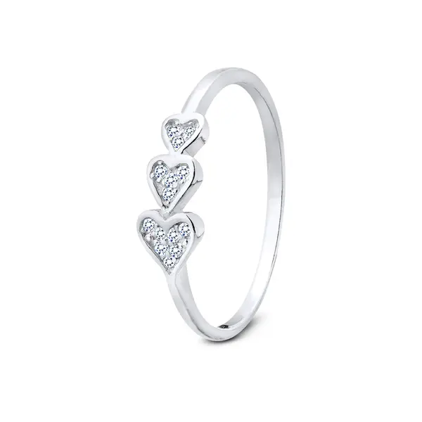 Anel Prata Corações Com Zircônias