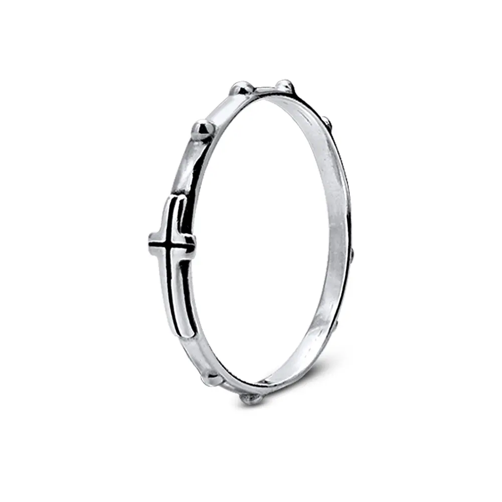 Anel Prata Envelhecido Cruz