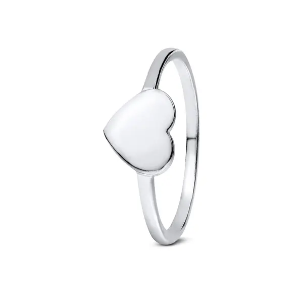 Anel Prata Coração Liso