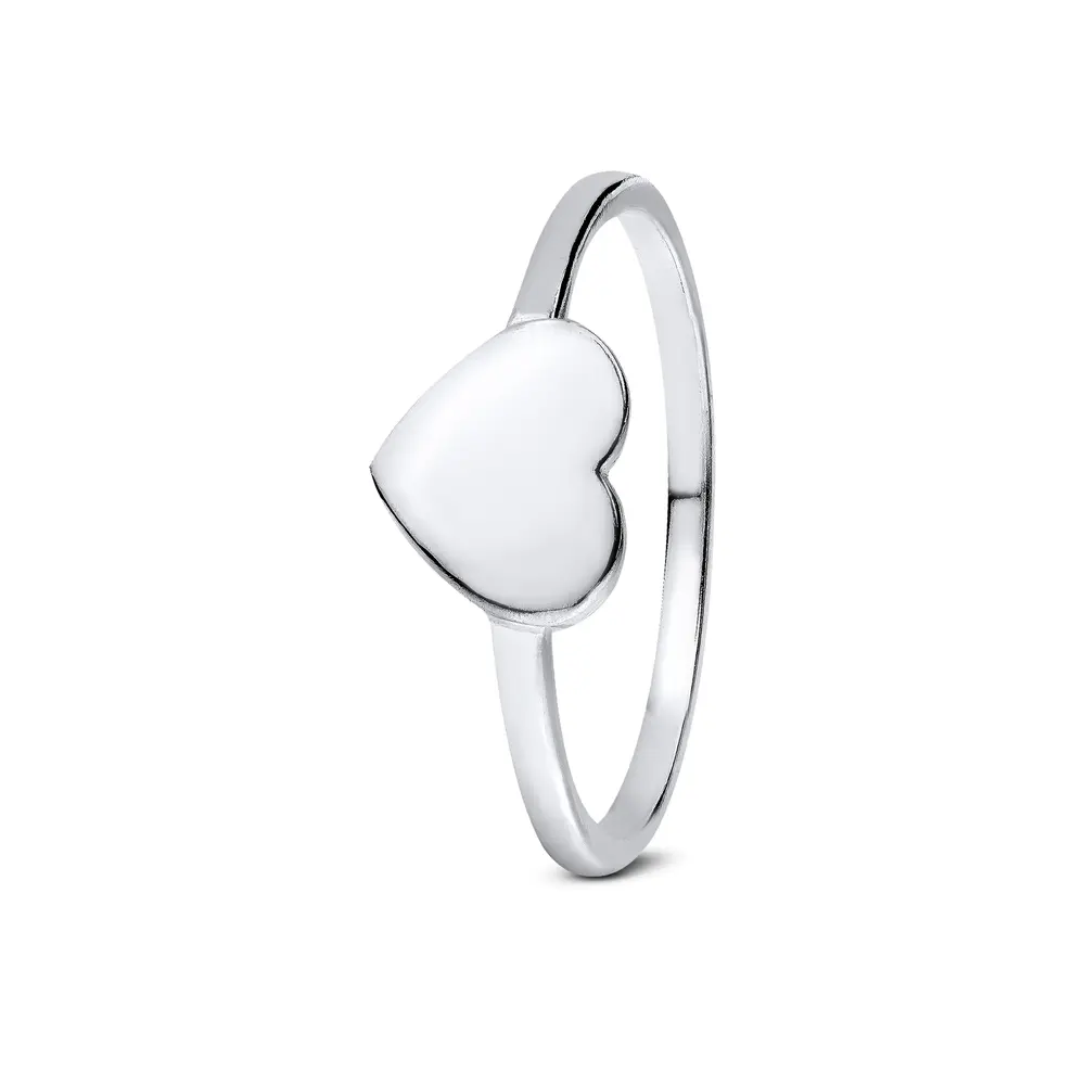 Anel Prata Coração Liso