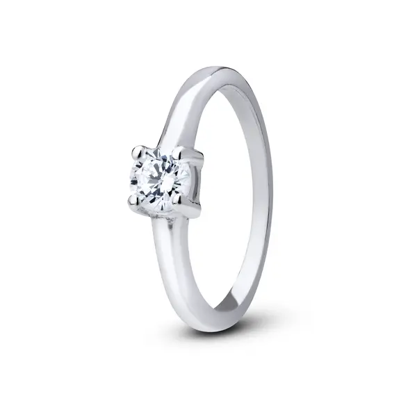 Anel Prata Solitário