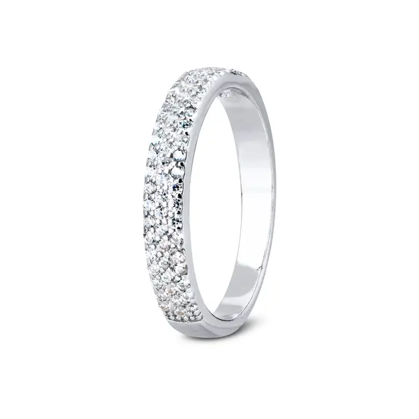 Anel  Prata Rodinado Meia  Aliança