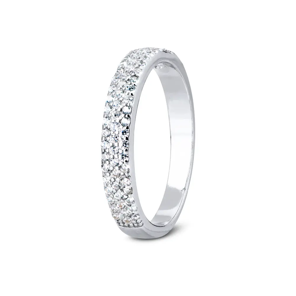 Anel  Prata Rodinado Meia  Aliança