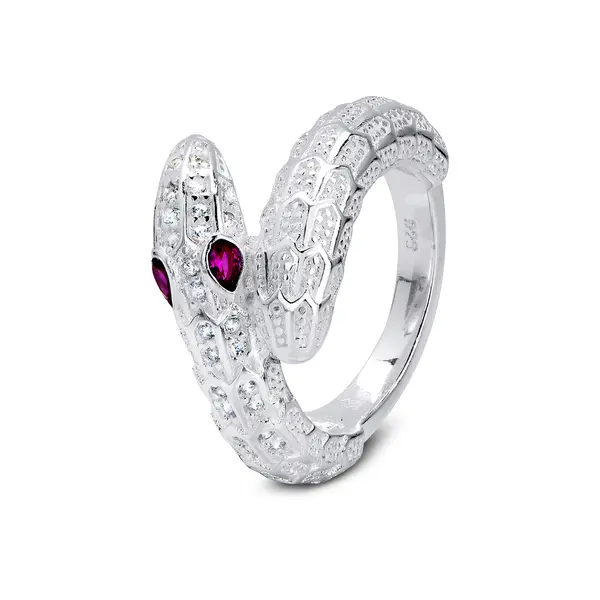 Anel Prata Cobra  Zircônias