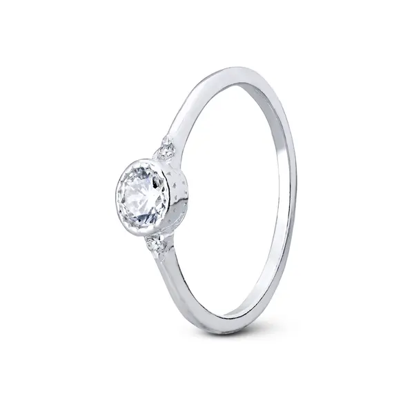 Anel Prata Solitário