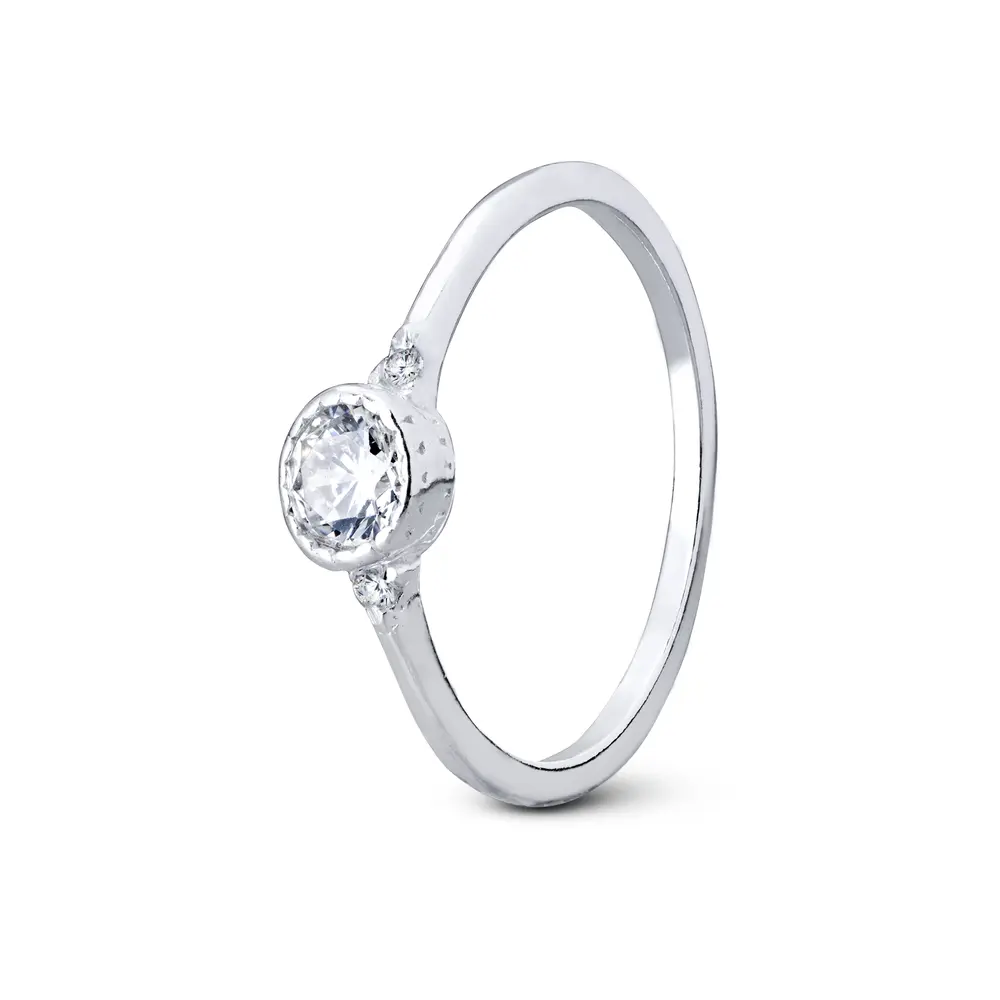 Anel Prata Solitário