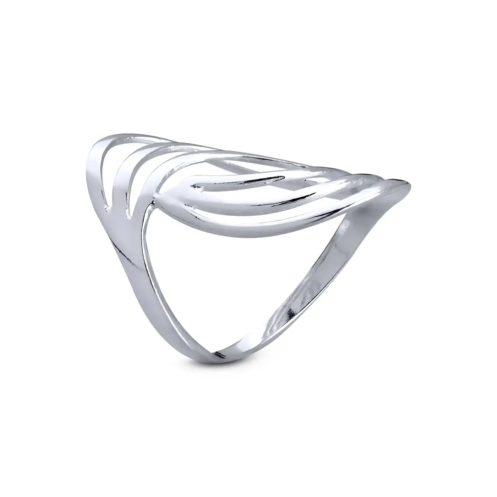 Anel  Prata Liso Vazado