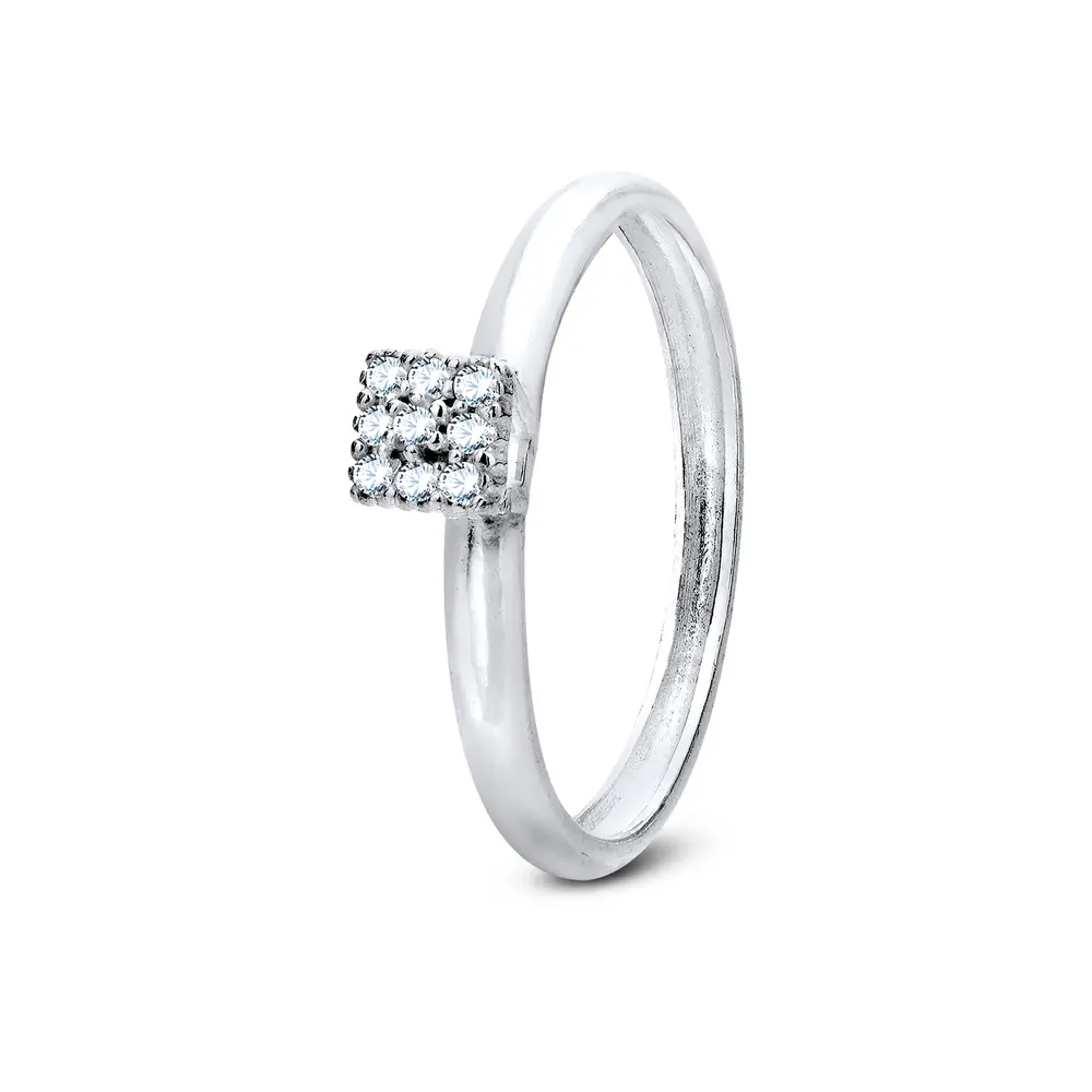 Anel Prata Com Zircônias