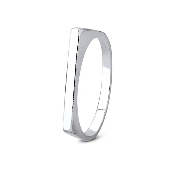 Anel Prata Quadrado Pequeno  Liso