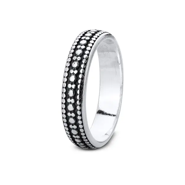 Anel Prata Envelhecido Trabalhado