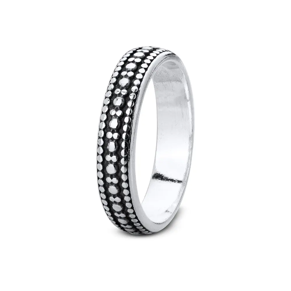 Anel Prata Envelhecido Trabalhado