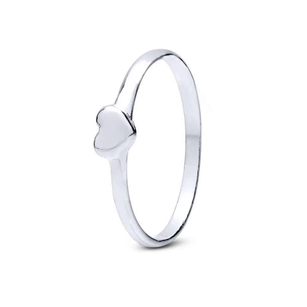 Anel Prata Coração Liso