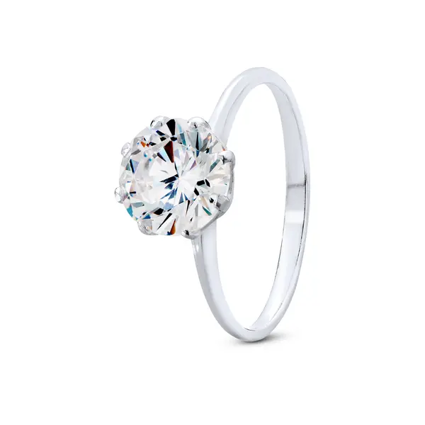 Anel Prata Solitário Grande