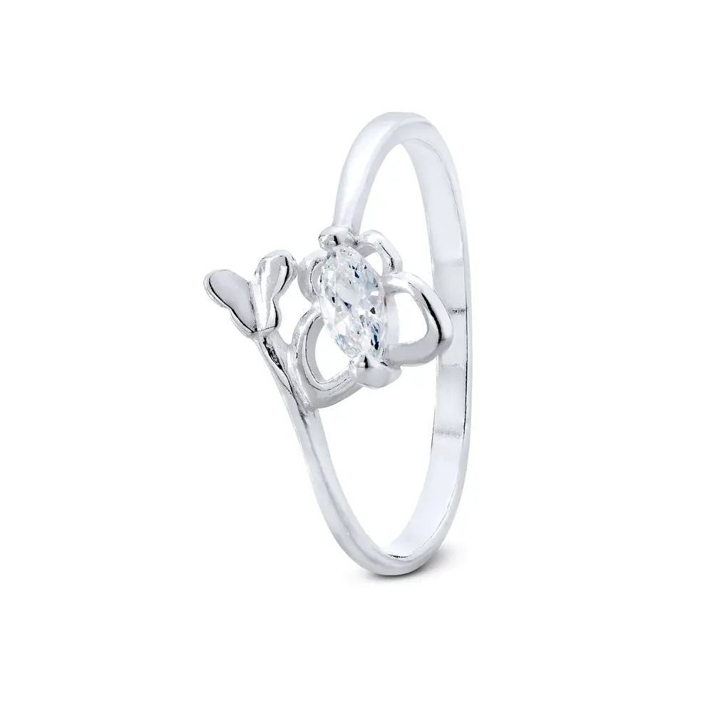 Anel Prata Borboleta Com Zircônias