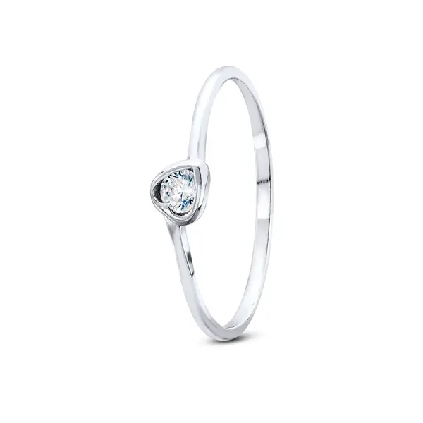 Anel Prata Coração Zircônia