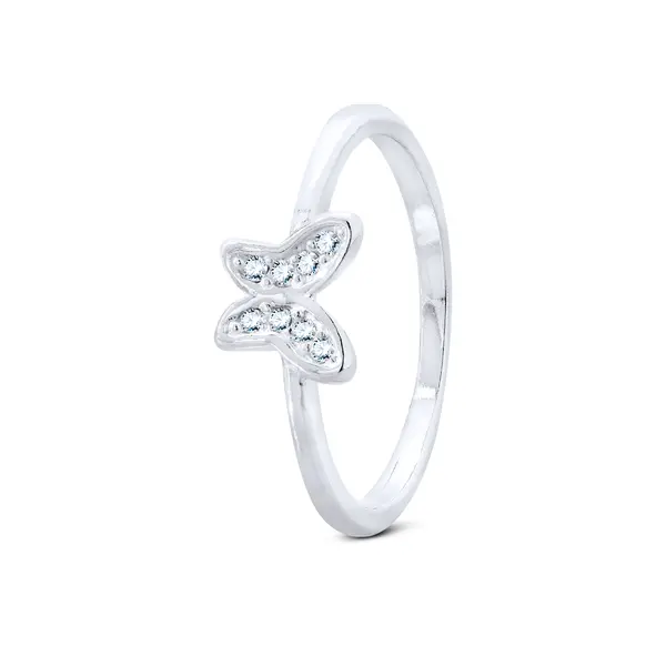 Anel  Prata Borboleta Com Zicônias