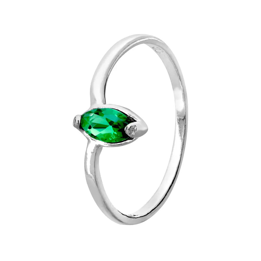 Anel  Prata Pedra  Verde
