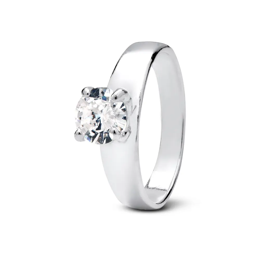 Anel Prata Solitário