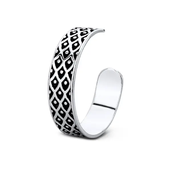 Anel Prata Envelhecido Aro Aberto