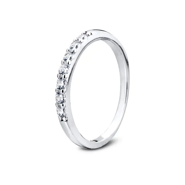 Anel Prata Rodinado Meia Aliança