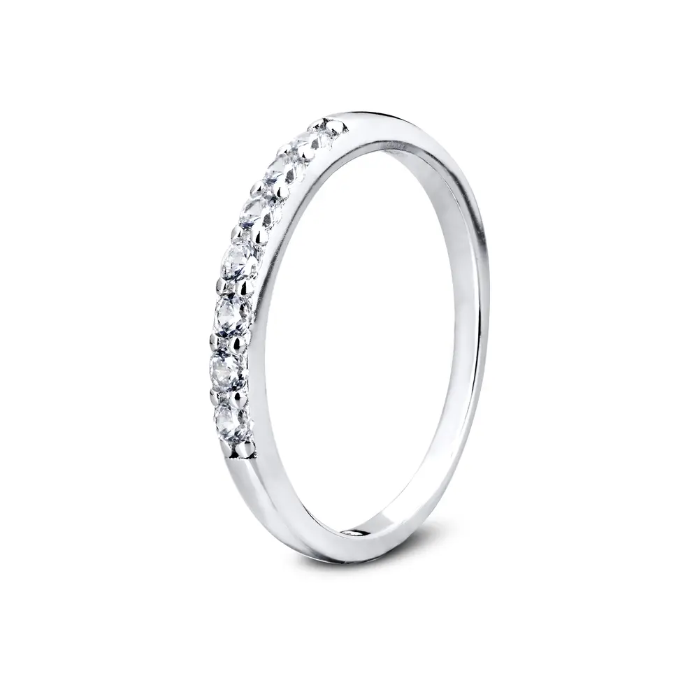 Anel Prata Rodinado Meia Aliança