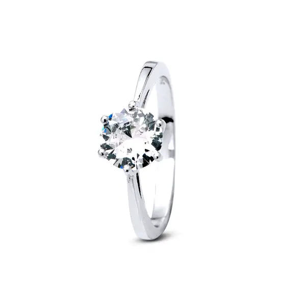 Anel Prata Com Rodio Solitário