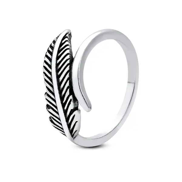 Anel Prata Envelhecido Folha