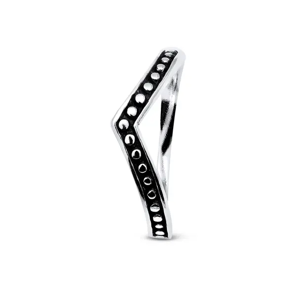 Anel Prata Envelhecida Formato V