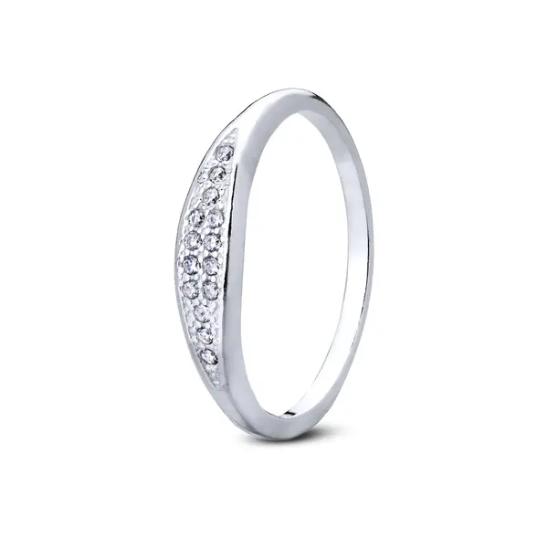 Anel Prata Com Zircônias