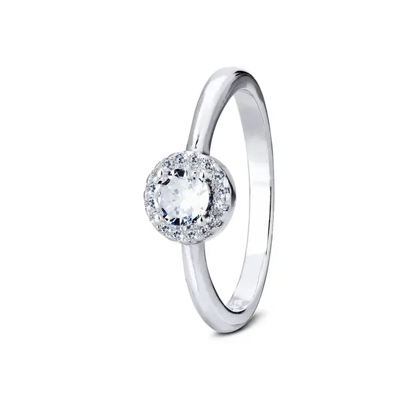 Anel  Prata Rodinado   Com Zircônias