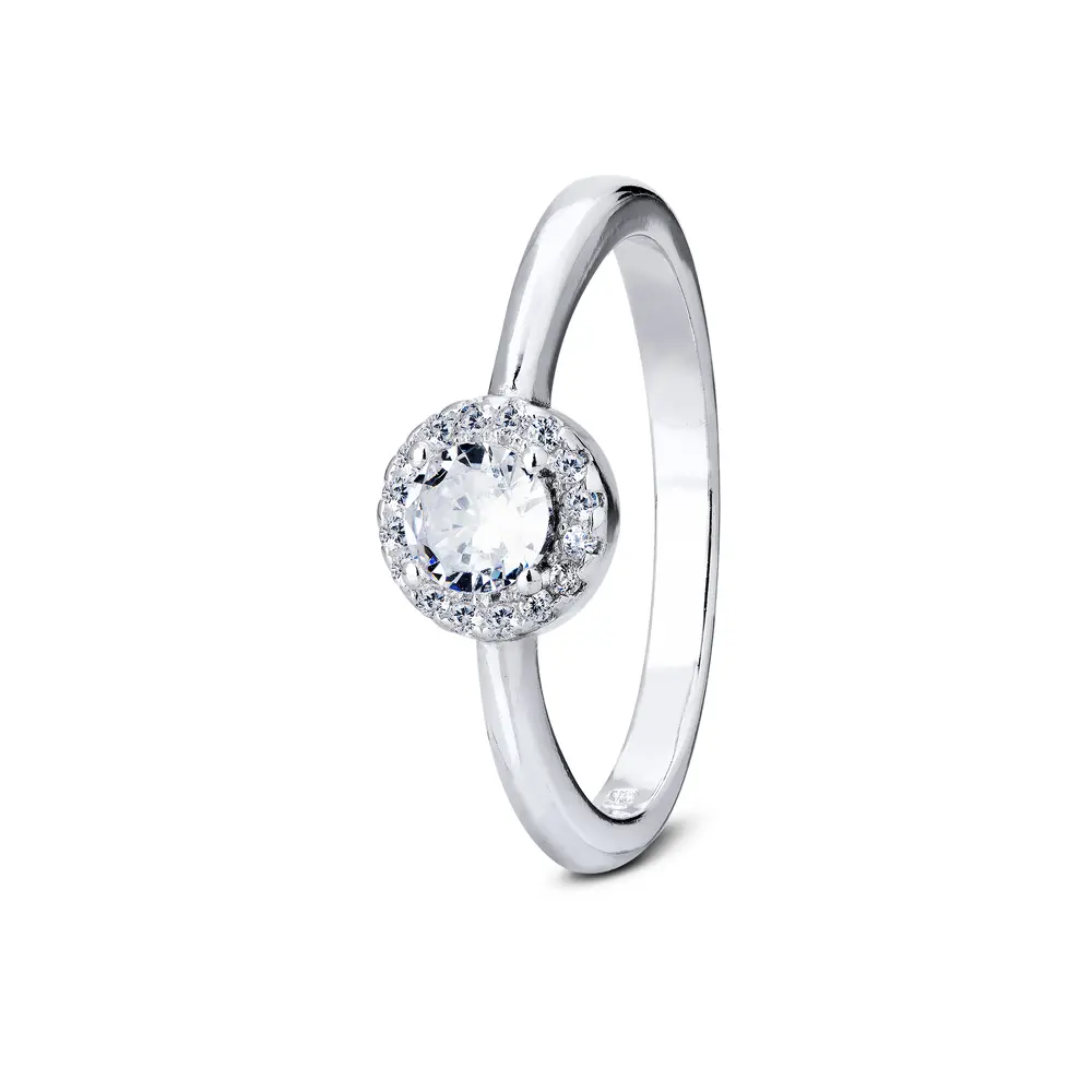 Anel  Prata Rodinado   Com Zircônias