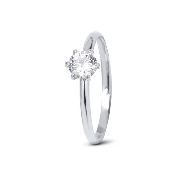 Anel Prata Solitário Amor Eterno Com Zircônia