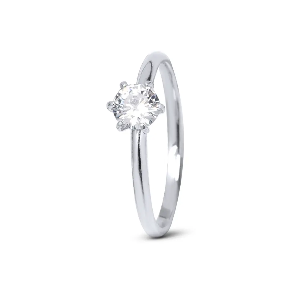 Anel Prata Solitário Amor Eterno Com Zircônia