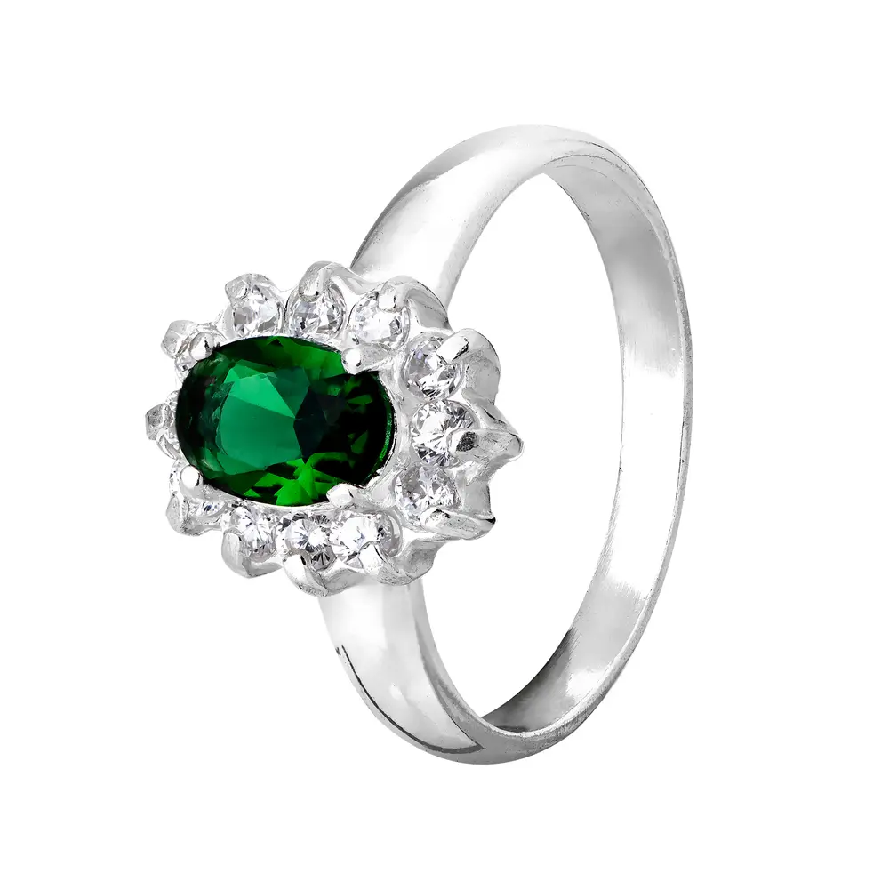 Anel Prata Princesa Kate Verde