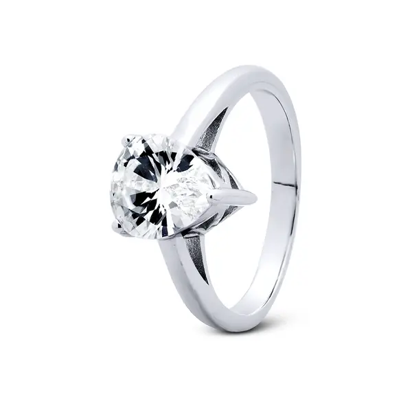 Anel Prata Rodinada Gota Zircônia