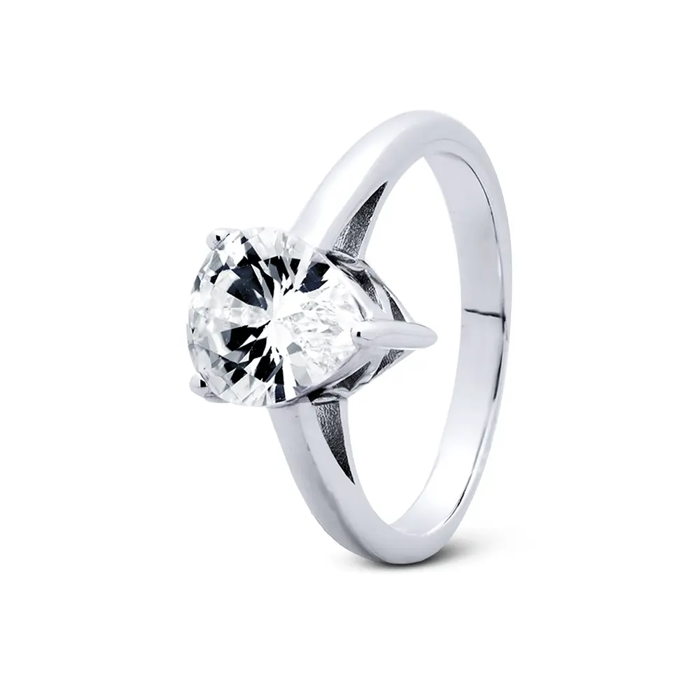 Anel Prata Rodinada Gota Zircônia