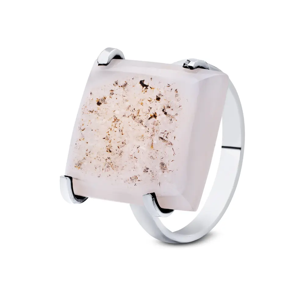 ANEL PRATA DRUZA QUADRADA