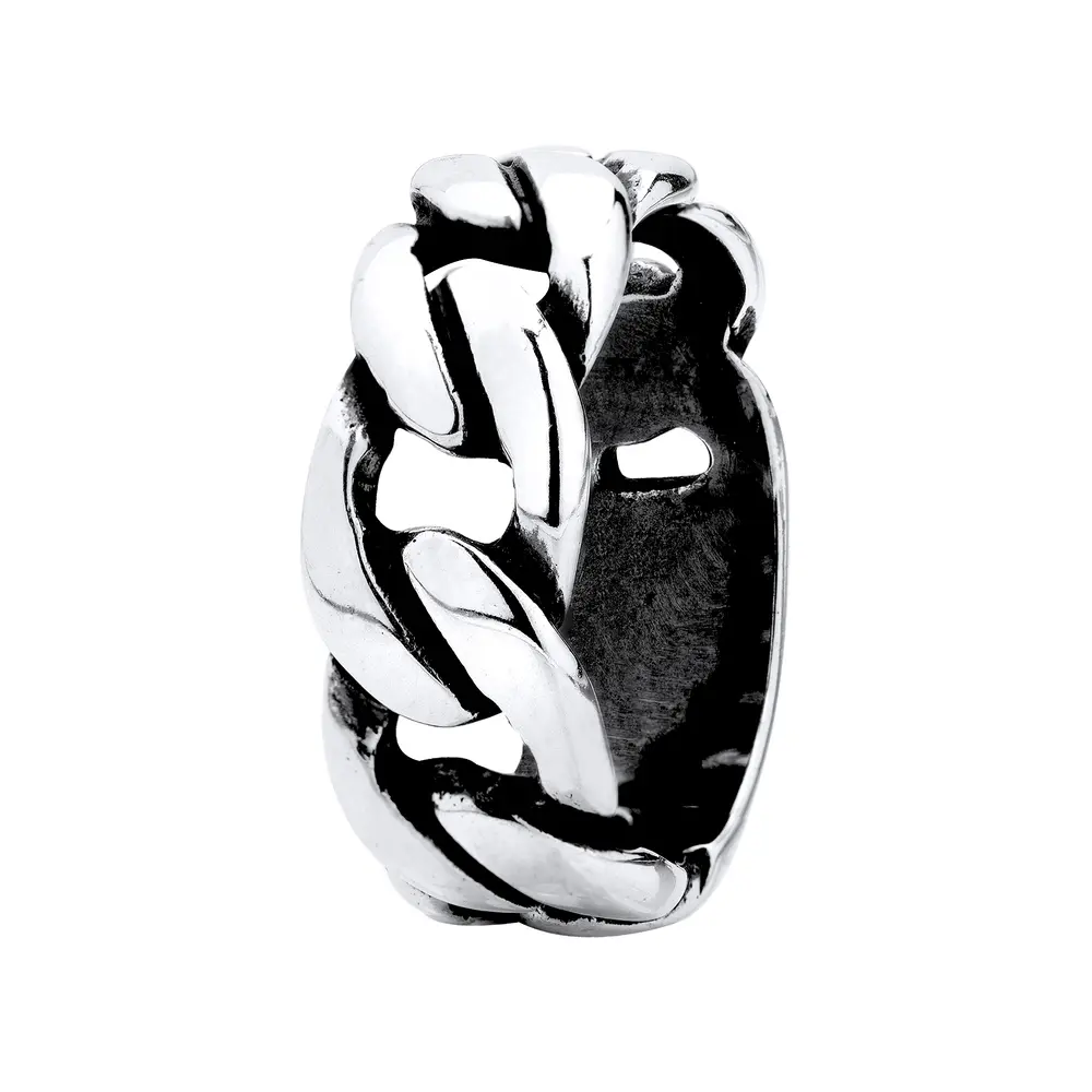 Anel  Masculino Prata Liso Trançado