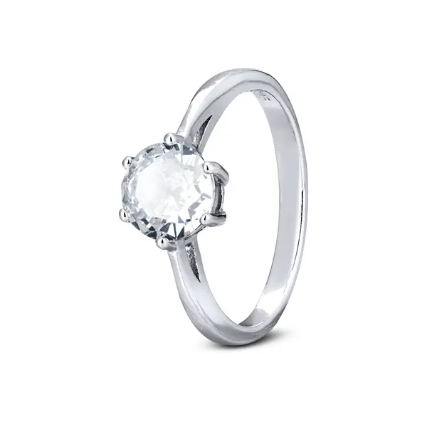 Anel Prata Rodinada Com Zircônia