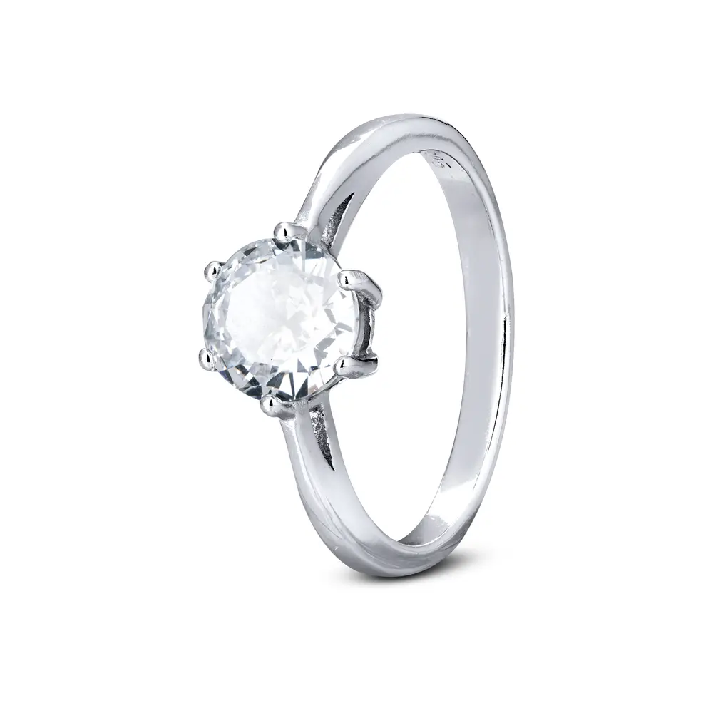 Anel Prata Rodinada Com Zircônia