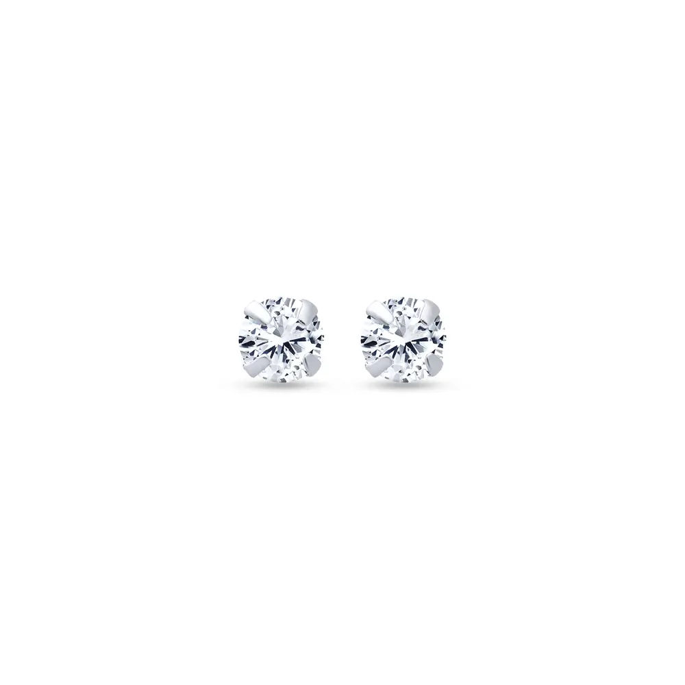 Brinco Prata Top Zircônia Redondo 3mm Unissex