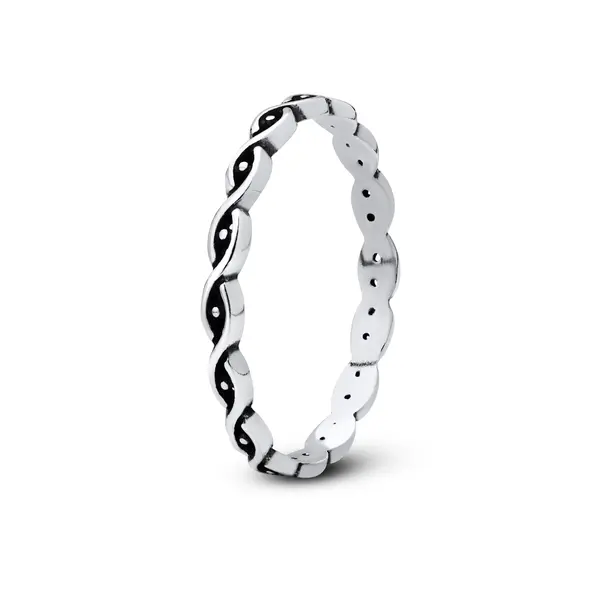 Anel Prata Envelhecido Trabalhado